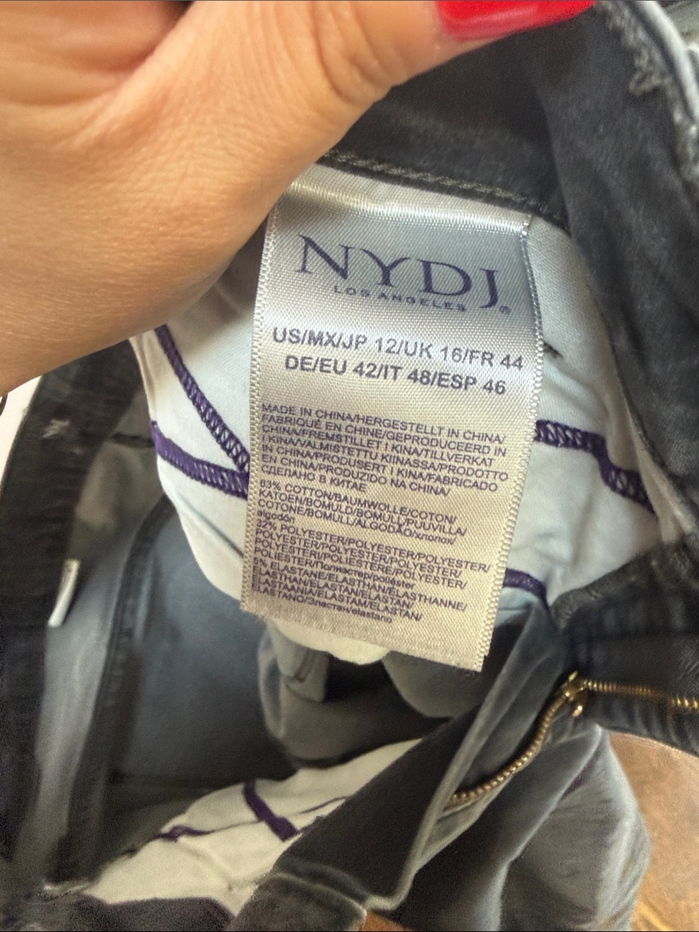 NYDJ skinny jeans feature unique front zipper pockets size 12 - Picture 5 of 5